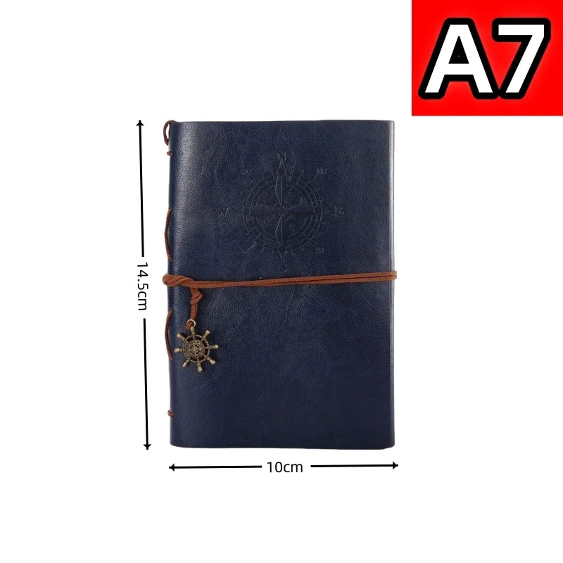 Retro Notebook for Kids Adult Traveler Diary PU Leather Soft Cover Replaceable Kraft Paper Inner 14x10cm Notebooks & Notepads
