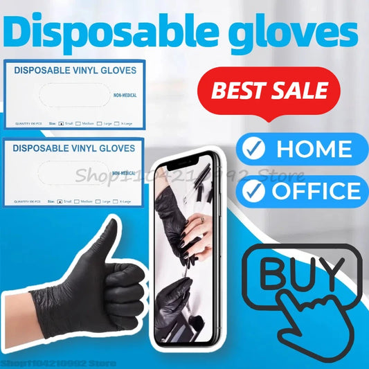 Black S/M/L/XL Latex Gloves Pvc Gloves Disposable Nitrile Gloves Housework Cleaning Car Industry Gardening Cooking Tools