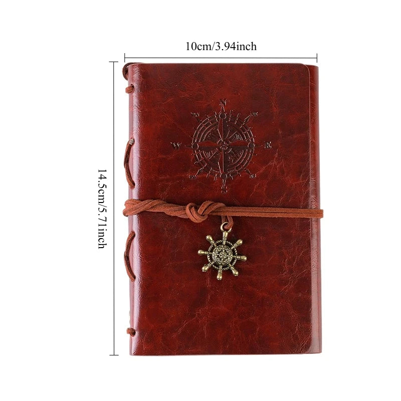 Retro Notebook for Kids Adult Traveler Diary PU Leather Soft Cover Replaceable Kraft Paper Inner 14x10cm Notebooks & Notepads