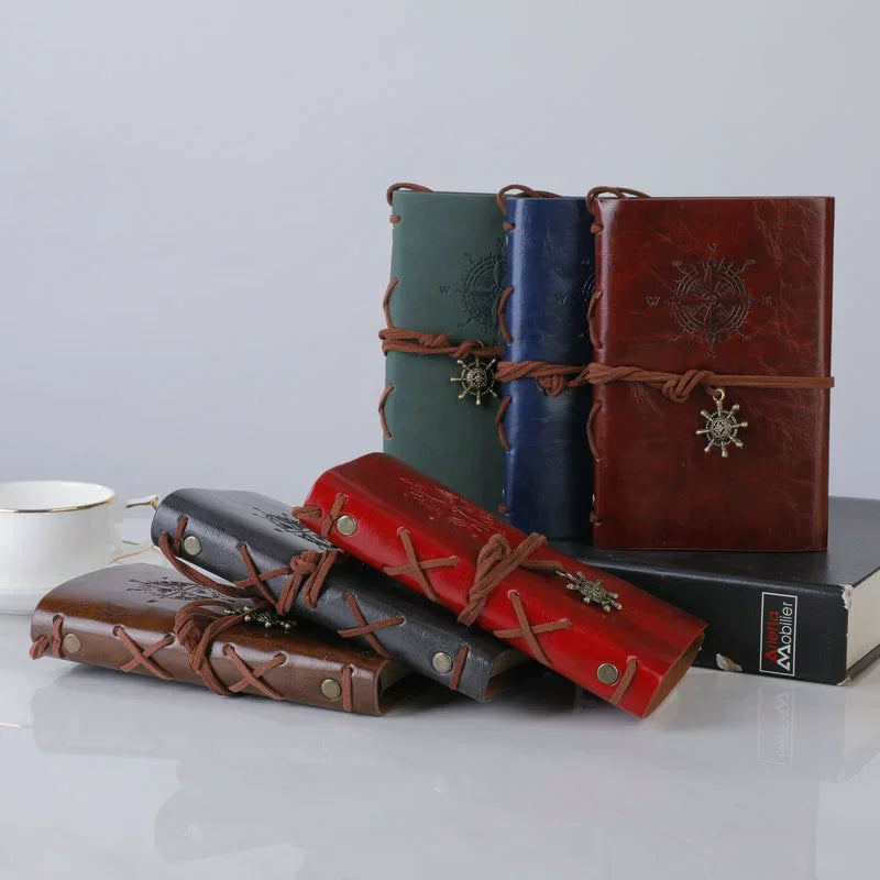 Retro Notebook for Kids Adult Traveler Diary PU Leather Soft Cover Replaceable Kraft Paper Inner 14x10cm Notebooks & Notepads
