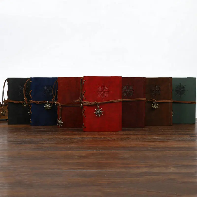 Retro Notebook for Kids Adult Traveler Diary PU Leather Soft Cover Replaceable Kraft Paper Inner 14x10cm Notebooks & Notepads