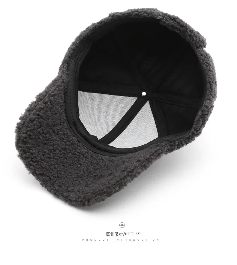 Autumn Winter Baseball Cap Women Artificial Lamb Wool Hats Keep Warm Cap Plush Baseball Caps Spring Baseball Cap Solid Sunshade