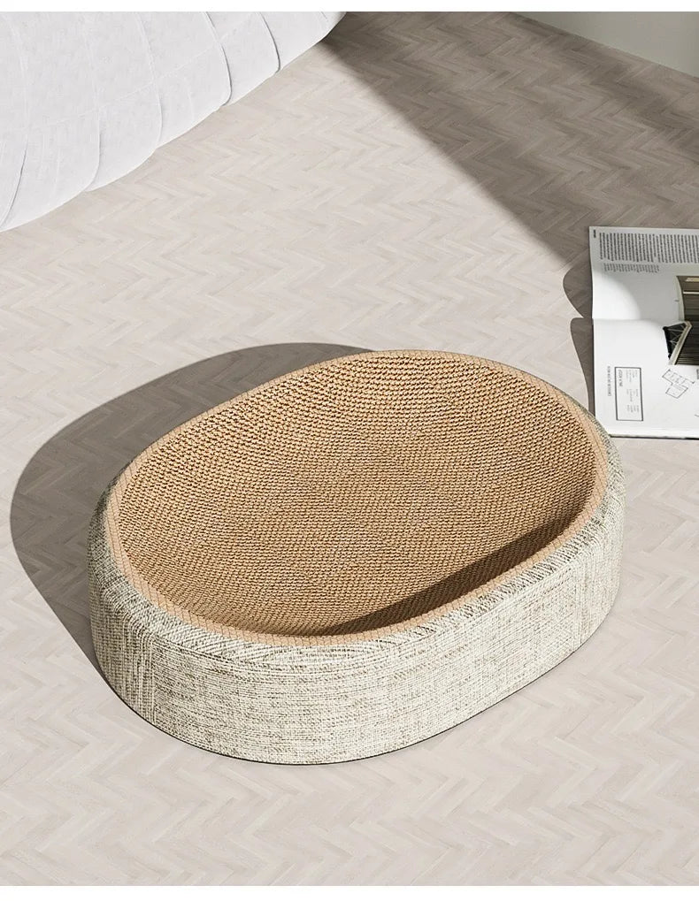 2in1 Cat Scratching Board Protect Furniture Grinding Claw Toys Oval Sisal weaving Wear-resistant Cat Nest Cat Accessories