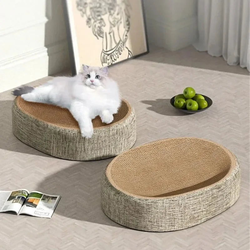 2in1 Cat Scratching Board Protect Furniture Grinding Claw Toys Oval Sisal weaving Wear-resistant Cat Nest Cat Accessories