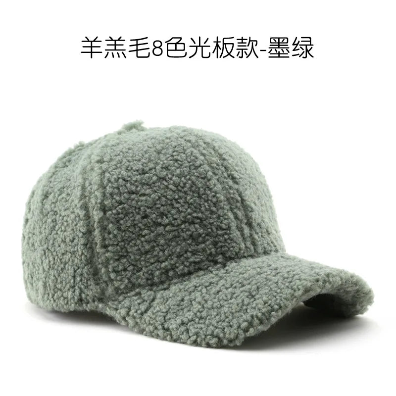 Autumn Winter Baseball Cap Women Artificial Lamb Wool Hats Keep Warm Cap Plush Baseball Caps Spring Baseball Cap Solid Sunshade