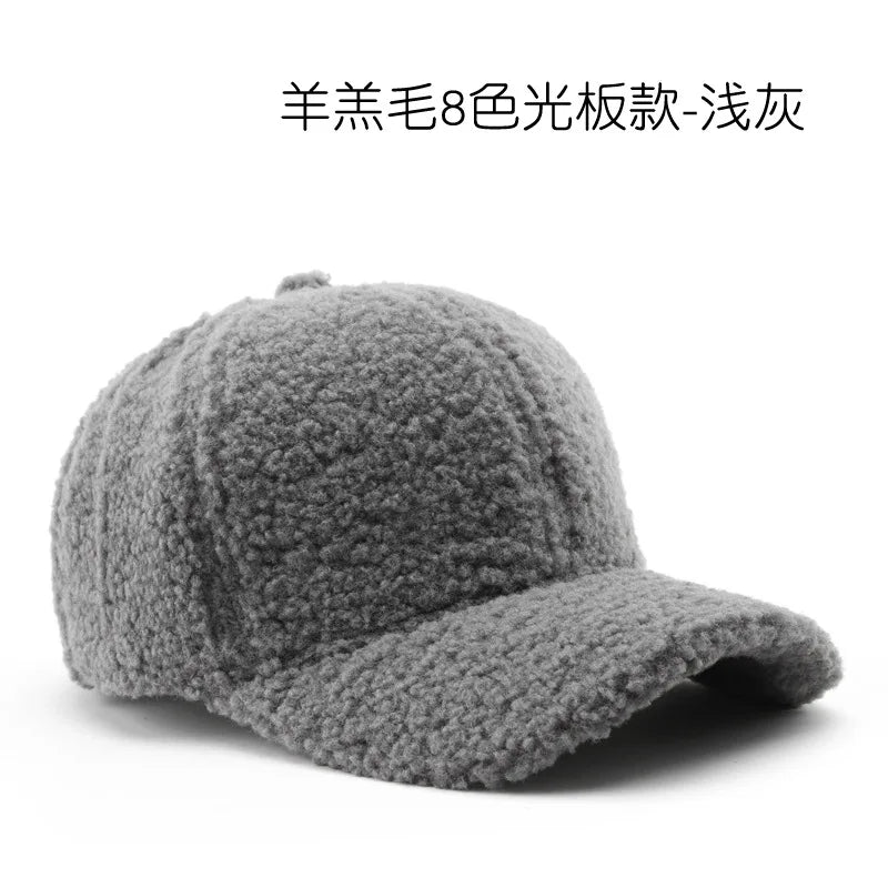 Autumn Winter Baseball Cap Women Artificial Lamb Wool Hats Keep Warm Cap Plush Baseball Caps Spring Baseball Cap Solid Sunshade