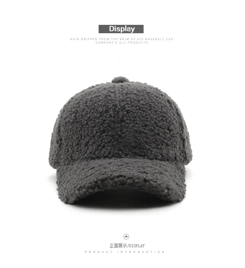 Autumn Winter Baseball Cap Women Artificial Lamb Wool Hats Keep Warm Cap Plush Baseball Caps Spring Baseball Cap Solid Sunshade