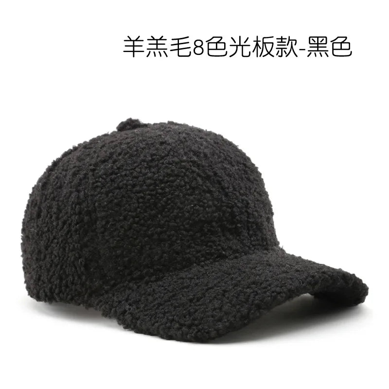 Autumn Winter Baseball Cap Women Artificial Lamb Wool Hats Keep Warm Cap Plush Baseball Caps Spring Baseball Cap Solid Sunshade