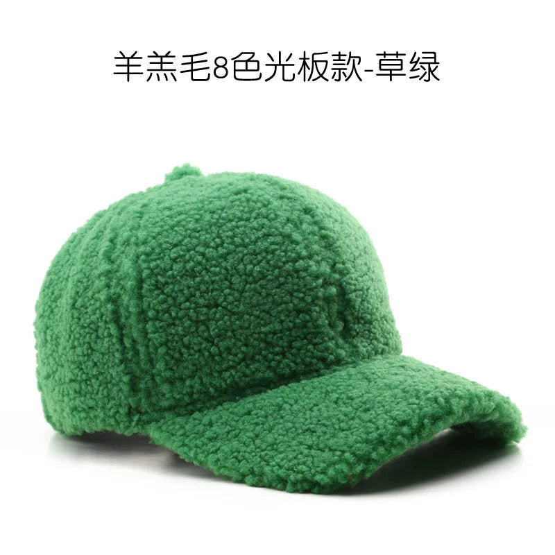 Autumn Winter Baseball Cap Women Artificial Lamb Wool Hats Keep Warm Cap Plush Baseball Caps Spring Baseball Cap Solid Sunshade