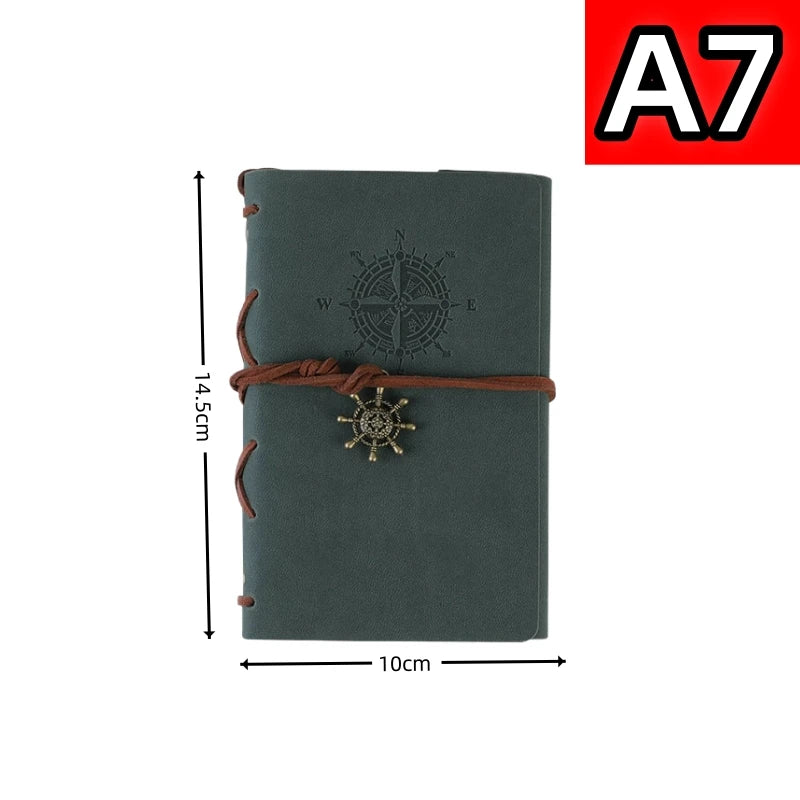 Retro Notebook for Kids Adult Traveler Diary PU Leather Soft Cover Replaceable Kraft Paper Inner 14x10cm Notebooks & Notepads
