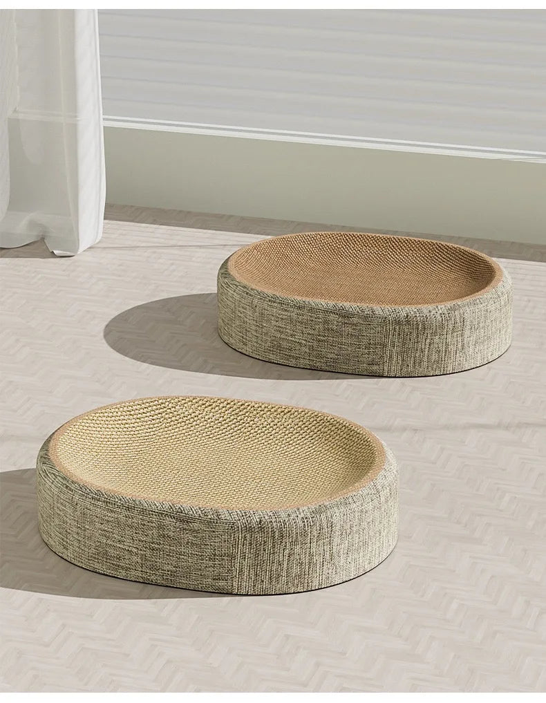 2in1 Cat Scratching Board Protect Furniture Grinding Claw Toys Oval Sisal weaving Wear-resistant Cat Nest Cat Accessories