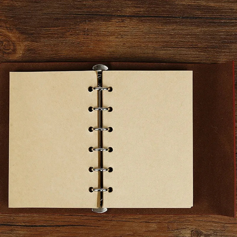 Retro Notebook for Kids Adult Traveler Diary PU Leather Soft Cover Replaceable Kraft Paper Inner 14x10cm Notebooks & Notepads