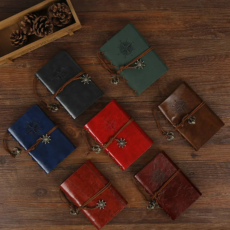 Retro Notebook for Kids Adult Traveler Diary PU Leather Soft Cover Replaceable Kraft Paper Inner 14x10cm Notebooks & Notepads